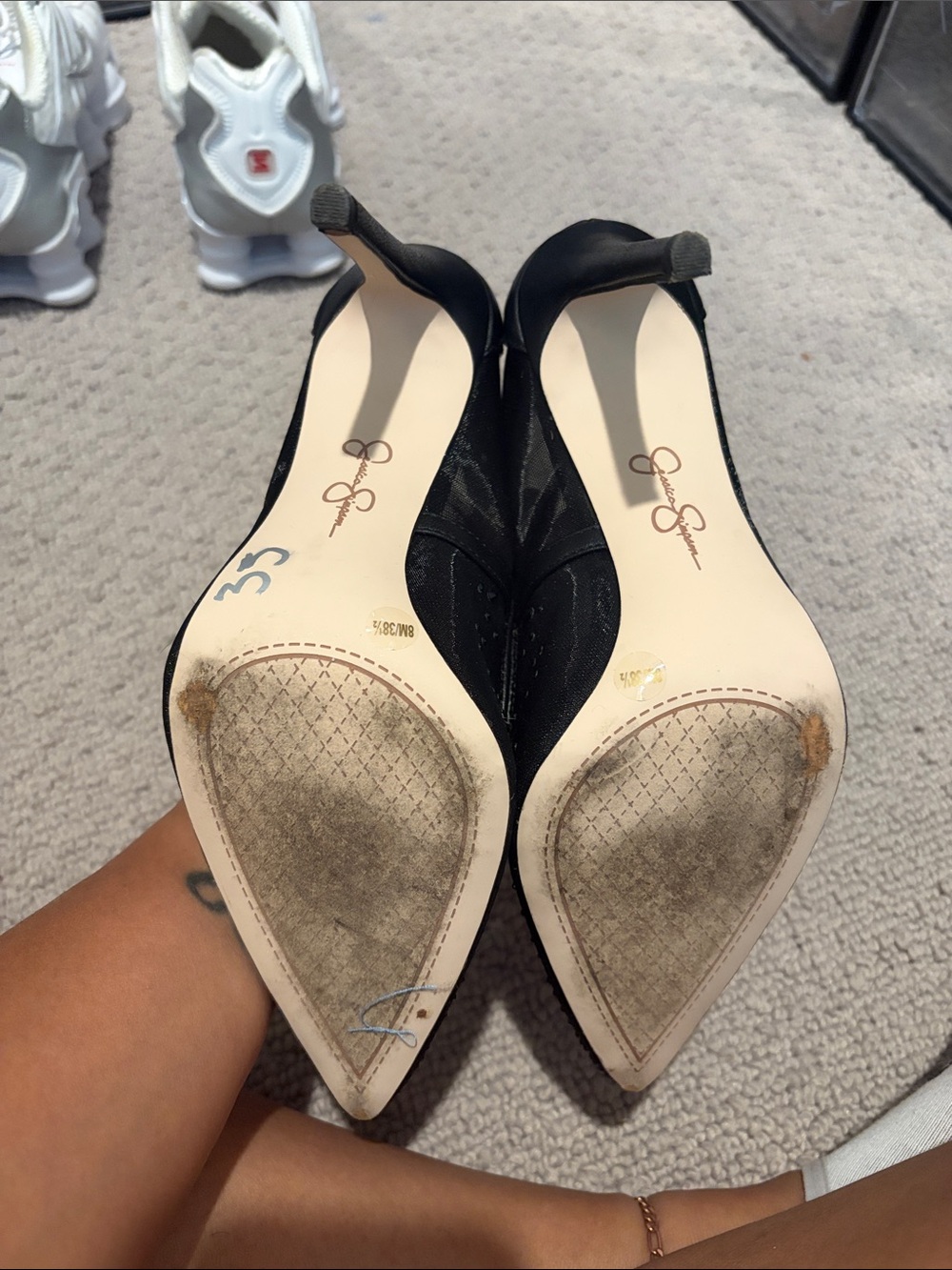Jessica Simpson Black Mesh Pointed-Toe Stiletto Heels - Picture 3 of 3